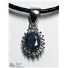 Image 1 : 7) ST. SILVER SAPPHIRE PENDANT & RING SIZE 7.5 SET