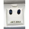 Image 4 : 11) 10KT GOLD SAPPHIRE EARRINGS