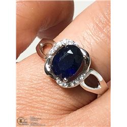12) STERLING SILVER BLUE SAPPHIRE RING SIZE 9