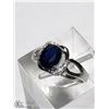Image 3 : 12) STERLING SILVER BLUE SAPPHIRE RING SIZE 9