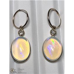 13) 14KT YELLOW GOLD OPAL AND DIAMOND EARRINGS