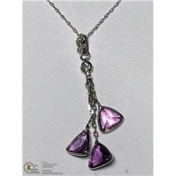 14) 14KT WHITE GOLD SAPPHIRE & DIAMOND NECKLACE