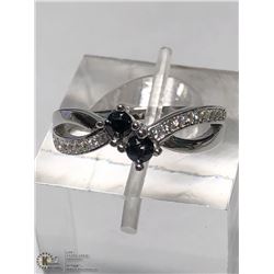 16) ST. SILVER SAPPHIRE & DIAMOND RING SIZE 5.75