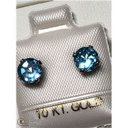 17) 10KT GOLD BLUE TOPAZ EARRINGS