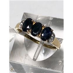 21) ST. SILVER GOLD PLATED SAPPHIRE RING SIZE 8.5