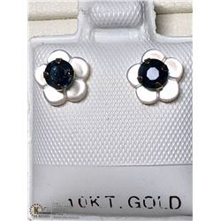 23) 10KT GOLD 2 SAPPHIRE EARRINGS