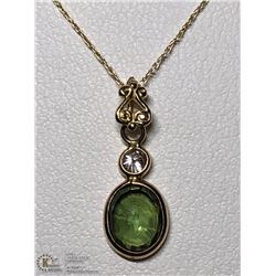 24) 14KT GOLD SAPPHIRE & DIAMOND PENDANT NECKLACE