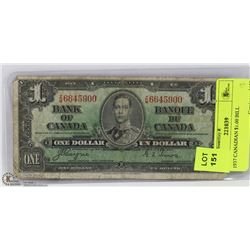 1937 CANADIAN $1.00 BILL