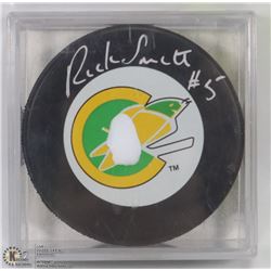 NHL CALIFORNIA GOLDEN SEALS SIGN PUCK RICK SMITH