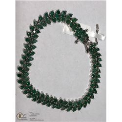 27) STERLING SILVER EMERALDS BRACELET