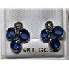 Image 2 : 28) 14KT W. GOLD BLUE SAPPHIRE & DIAMOND EARRINGS