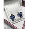 Image 3 : 28) 14KT W. GOLD BLUE SAPPHIRE & DIAMOND EARRINGS