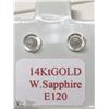 Image 3 : 31) 14KT GOLD WHITE SAPPHIRE EARRINGS