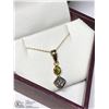 Image 3 : 32) 10/14KT YELLOW GOLD DIAMOND PENDANT NECKLACE