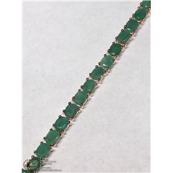 33) STERLING SILVER EMERALDS BRACELET