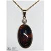 Image 2 : 36) 10/14KT GOLD OPAL DIAMOND PENDANT NECKLACE