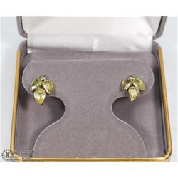 38) 14KT GOLD SAPPHIRE & 2 DIAMONDS EARRINGS