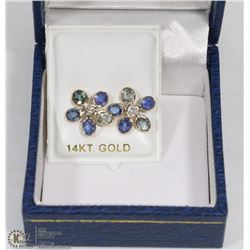 40) 14KT Y. GOLD SAPPHIRE & DIAMONDS EARRINGS