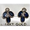 Image 1 : 48) 14KT GOLD SAPPHIRE AND DIAMOND EARRINGS