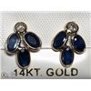 Image 2 : 48) 14KT GOLD SAPPHIRE AND DIAMOND EARRINGS
