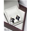 Image 3 : 48) 14KT GOLD SAPPHIRE AND DIAMOND EARRINGS