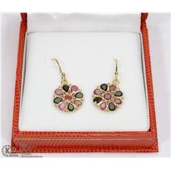 49) STERLING SILVER MIXED COLOR SAPPHIRE EARRINGS