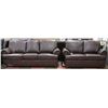 Image 1 : NEW BROWN LEATHERETTE NAILHEAD 86" SOFA AND 65"