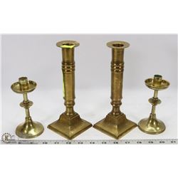 2 PAIRS OF VINTAGE BRASS CANDLE STICK HOLDERS