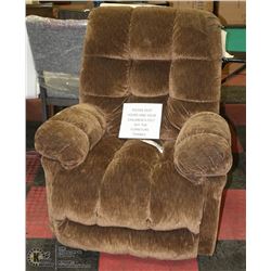 BROWN FABRIC RECLINING 35" SOFA CHAIR