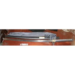 KATANA  SWORD WITH BLACK HANDLE AND GOLD TRIM