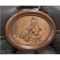 LARGE HOCKEY HANGING CURLING BY KIM MURRAY.