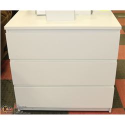 WHITE 3 DRAWER OVERSIZE NIGHT STAND 32"X19"X31"