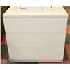 Image 1 : WHITE 3 DRAWER OVERSIZE NIGHT STAND 32"X19"X31"