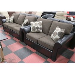 NEW FABRIC AND LEATHERETTE 78" SOFA WITH 59" LOVE