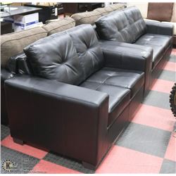 NEW BLACK LEATHERETTE 84" SOFA WITH 64" LOVE SEAT