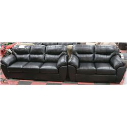 NEW BLACK LEATHERETTE 86" SOFA WITH 64" LOVE SEAT