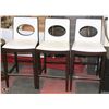 Image 1 : GROUP OF 3 WHITE LEATHERETTE AND WOOD BAR STOOLS