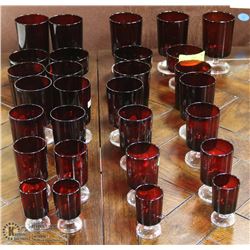ESTATE APPROX 400PCS FRENCH CRANBERRY GLASS SET