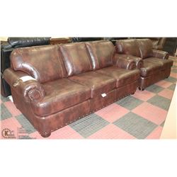 NEW WINE LEATHERETTE NAILHEAD 84" SOFA WITH 60"