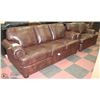 Image 1 : NEW WINE LEATHERETTE NAILHEAD 84" SOFA WITH 60"