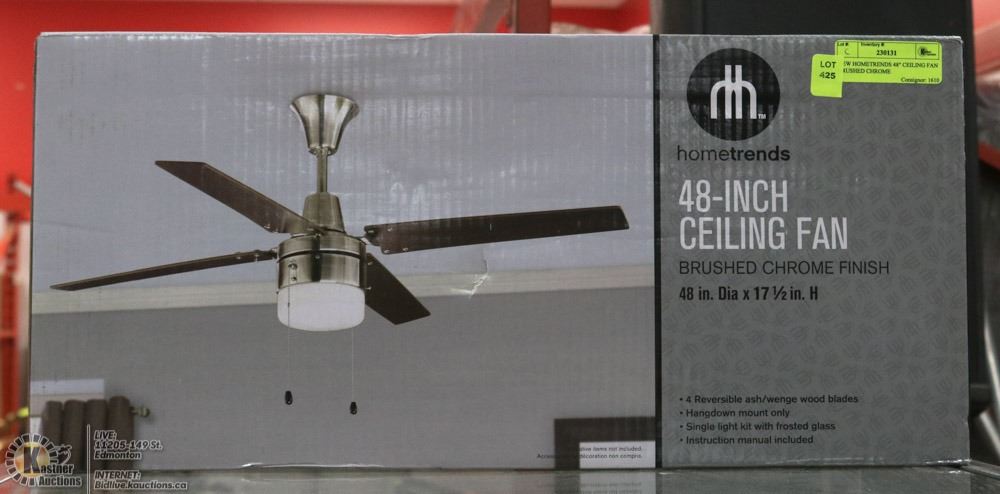 New Hometrends 48 Ceiling Fan Brushed Chrome