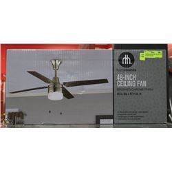 NEW HOMETRENDS 48" CEILING FAN BRUSHED CHROME