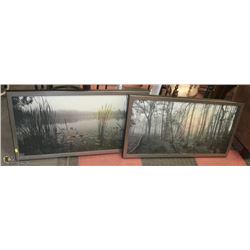 PAIR OF SILVER FRAMED FOREST AND POND SCENE