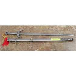 SWORD WITH EAGLE HEAD HANDLE IN METAL SCABBARD