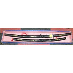 SET OF BLACK AND GOLD KATANA  SWORDS WITH BOX