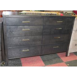 PINE 8 DRAWER DRESSER 60X18X42"H - DARK STAINED