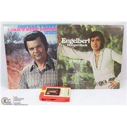 SMALL COLLECTION OF 3 - ONE 8TRACK AND 2 RECORDS