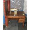 Image 1 : SEWING TABLE WITH SEWING MACHINE VINTAGE MODEL.