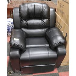 NEW BLACK LEATHERETTE RECLINING AND ROCKING SOFA