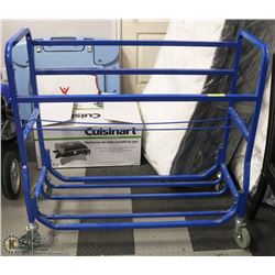 ROLLING BLUE TIRE RACK.